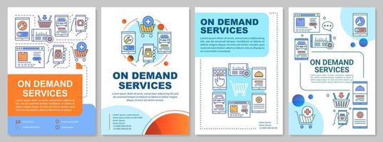 On demand services brochure template layout. Consumerism flyer, booklet, leaflet print design with linear illustrations. Vector page layouts for magazines, annual reports, advertising posters