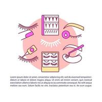 Lash extension article page vector template. False eyelashes packs. Brochure, magazine, booklet design element with linear icons and text boxes. Print design. Concept illustrations with text space