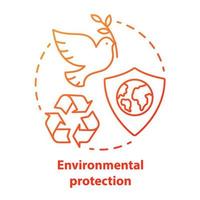 Environmental protection concept icon. Nature care idea thin line illustration in red. Earth day. Keeping natural resources and wild life untouchable. Vector isolated outline drawing