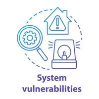 System vulnerabilities blue gradient concept icon. Smart house flaws idea thin line illustration. Negative effects of innovative technology for apartments. Vector isolated outline drawing