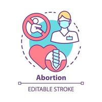 Medical abortion concept icon. Miscarriage idea thin line illustration. Infertility problem. Pregnancy loss. Fetal death. Pregnancy termination. Vector isolated outline drawing. Editable stroke