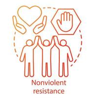 Nonviolent resistance concept icon. Peaceful political protest, public rally, pacifism movement idea thin line illustration. Protesters, activists holding hands vector isolated outline drawing