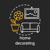 icono de concepto de tiza de decoración del hogar. idea de servicio a domicilio. reparación de apartamentos. diseñador de interiores. reconstrucción de casa. Renovación del espacio doméstico. vector ilustración de pizarra aislada