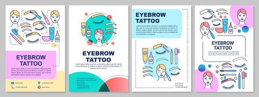 Diseño de plantilla de folleto de tatuaje de cejas. maquillaje permanente. folleto, folleto, diseño de impresión de folletos con ilustraciones lineales. diseños de páginas vectoriales para revistas, informes anuales, carteles publicitarios vector