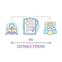 RBV concept icon. Resource-based view idea thin line illustration. Distribution, delivery, supply. Corporate citizenship. Team, HR management. Vector isolated outline drawing. Editable stroke