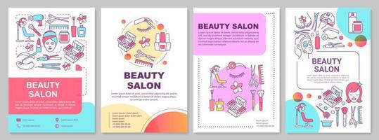 Beauty salon brochure template layout. Cosmetology procedures. Flyer, booklet, leaflet print design with linear illustrations. Vector page layouts for magazines, annual reports, advertising posters