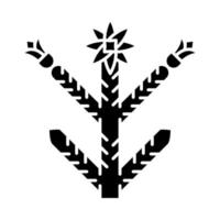 Cholla glyph icon. Cylindropuntia. Mexican and American exotic flora. Spiny plant with flowers. Silhouette symbol. Negative space. Vector isolated illustration