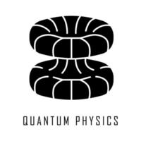 Quantum physics glyph icon. Nuclear energy phenomenon. Futuristic nanotechology. Quantum mechanics theoretical model. Nuclear fusion. Silhouette symbol. Negative space. Vector isolated illustration