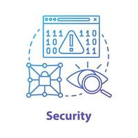 Security concept icon. Data encryption idea thin line illustration. Mobile device coding. Personal privacy protection, cybersecurity. Errors identification. Vector isolated outline drawing