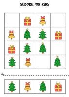 Sudoku game for kids with Christmas pictures. vector