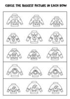 Find the biggest Christmas sweater in each row. vector