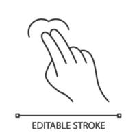 Touchscreen gesture linear icon. Double tap, 2x click gesturing. Human hand and fingers. Using sensory devices. Thin line illustration. Contour symbol. Vector isolated outline drawing. Editable stroke