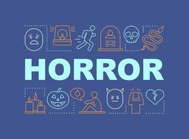 Horror word concepts banner. Consternation. Dangerous area. Terrible accident. Presentation, website. Isolated lettering typography idea, linear icons. Threat to life. Vector outline illustration