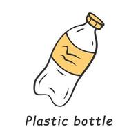 icono de color de botella de plástico. material ecológico, reciclable, desechable. botella de plástico vacía reutilizable. Residuos de agua potable. embalaje ecológico. ilustración vectorial aislada vector