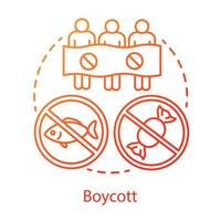 Boycott concept icon. Public demonstration, product restriction, consumer activism idea thin line illustration. Protesters, activists with banner vector isolated outline drawing. Business sanctions