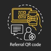 Referral QR code concept chalk icon. User authorization, registration idea. Referral friend, new customer invitation. Vector isolated chalkboard illustration