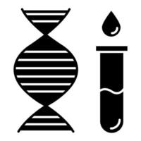 Genetic testing glyph icon. DNA examination. Medical procedure. Biochemistry. Chromosome, gene helix. Science. Healthcare. Silhouette symbol. Negative space. Vector isolated illustration
