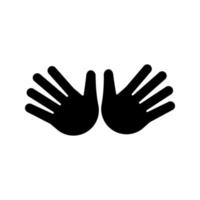 Open hands glyph icon. Silhouette symbol. Jazz hands emoji. Hug gesture emoticon. Negative space. Vector isolated illustration