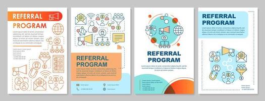 Referral marketing program brochure template layout. Customer attraction. Flyer, booklet, leaflet print design with linear illustrations. Vector page layouts for magazine, reports, advertising posters