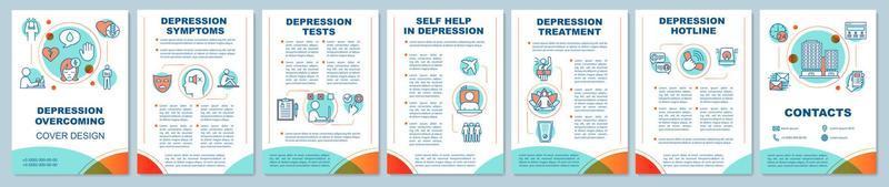 Depression overcoming brochure template layout. Anxiety disorder. Mental health. Flyer, booklet, leaflet print design. Vector page layouts for magazines, annual reports, advertising posters