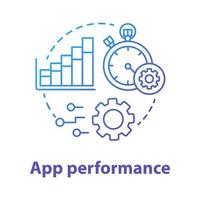 App performance concept icon. Software development idea thin line illustration. Mobile device programming and coding. Application management. Tools for developer. Vector isolated outline drawing