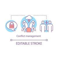 Conflict management concept icon. Misunderstanding idea thin line illustration. Stress tolerance. Dispute resolution. Vector isolated outline drawing. Editable stroke