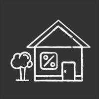 Home loan chalk icon. Credit with interest rate to buy real estate building. Buying, renting house. Borrow money to purchase apartment. Investment, mortrage. Isolated vector chalkboard illustration