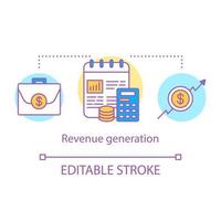 Revenue generation concept icon. Success and income increase idea thin line illustration. Business development. Financing and budgeting. Vector isolated outline drawing. Editable stroke