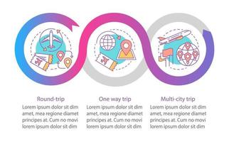 Aircraft flight ticket vector infographic template. Business presentation design elements. Data visualization with three steps and options. Process timeline chart. Workflow layout with linear icons