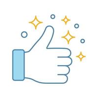 Like color icon. Thumbs up. Good, nice, ok hand gesture. Social media button. Rating, ranking. Isolated vector illustration