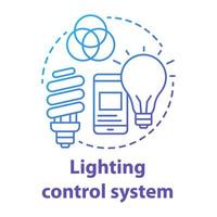 sistema de control de iluminación icono azul degradado concepto. Ilustración de línea fina de idea de casa inteligente. tecnología innovadora para apartamento. aplicación de configuración de teléfono inteligente. dibujo de contorno aislado vectorial vector