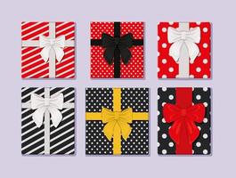 six gift packs vector