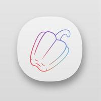 Bell pepper app icon. Sweet bulgarian pepper. Agriculture plant. Vegetable farm. Vegetarian food. Salad ingredient. Web or mobile applications. Vector isolated illustrations