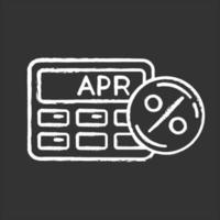 Annual percentage rate calculator chalk icon. Financial report. Economy industry. Investment planning. Paying for credit, loan. Tracking APR. Isolated vector chalkboard illustration