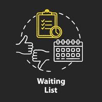 Waiting list chalk concept icon. Planning. Time management. Tasks prioritization. Strategy development. Deadlines idea. Vector isolated chalkboard illustration