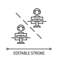 Multiplayer video game linear icon. Esports competition. Networking technology. Videogame tournament. Teamwork. Thin line illustration. Contour symbol. Vector isolated outline drawing. Editable stroke