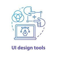 UI design tools concept icon. Software interface development idea thin line illustration. Designing mobile app visuals for user experience. Website builder. Vector isolated outline drawing