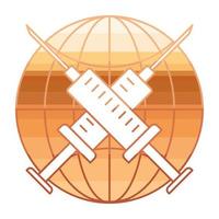 syringes with globe vector