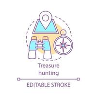 Treasure hunting concept icon. Family time together idea thin line illustration. Geocaching. Physical search for treasure. Searching for retrieve artifacts. Vector isolated drawing. Editable stroke