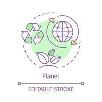 Environment protection concept icon. Nature saving idea thin line illustration. Eco conservation. Planet. Ecology. Vector isolated outline drawing. Editable stroke