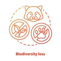 Biodiversity loss concept icon. Disappearance of plants and animals from planet idea thin line illustration in red. Extinction of species. Ecosystem hazards. Vector isolated outline drawing