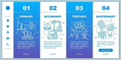 proceso de fabricación incorporación de plantillas vectoriales de páginas web móviles. Tipo de industria. idea de interfaz de sitio web de teléfono inteligente sensible con iconos lineales. pantallas de pasos del tutorial de la página web. concepto de color vector