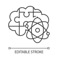 Brain teaser linear icon. Science puzzle, riddle, logic game. Mental exercise. Challenge. Intelligence test. Thin line illustration. Contour symbol. Vector isolated outline drawing. Editable stroke