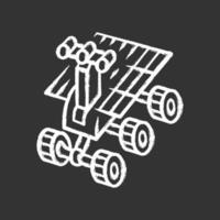 Space robot chalk icon. Moon rover. Moonwalker. Self-propelled machine on remote control. Apparatus for studying planets surface. Space exploration. Isolated vector chalkboard illustration