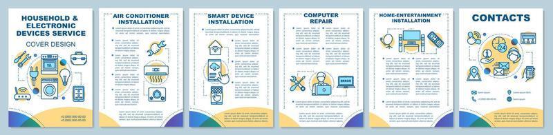 Household and electronic devices service brochure template layout. Flyer, booklet, leaflet print design with linear illustrations. Vector page layouts for magazine, annual reports, advertising posters