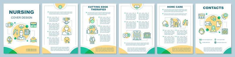 Nursing service brochure template layout. Cutting edge physical therapies. Healthcare. Flyer, leaflet print design, linear illustrations. Vector page layouts for annual reports, advertising posters