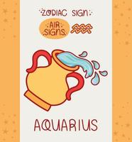 aquarius sign card vector