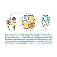 plantilla de vector de página de artículo de recompensas de marketing de referencia. recomendar un amigo. atracción de clientes. folleto, revista, elemento de diseño de folleto con iconos lineales y texto. diseño de impresión. ilustraciones de concepto