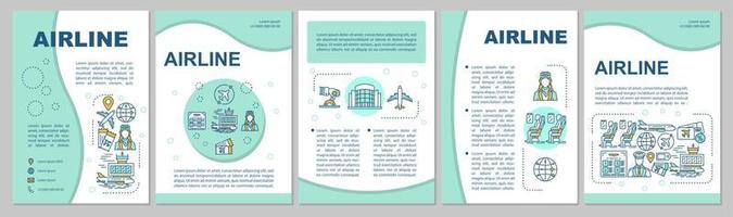 Airline brochure template layout. Air transport services. Flyer, booklet, leaflet print design with linear illustrations. Vector page layouts for magazines, annual reports, advertising posters