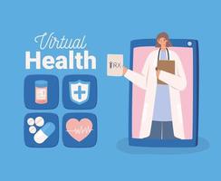 virtual health illustration vector